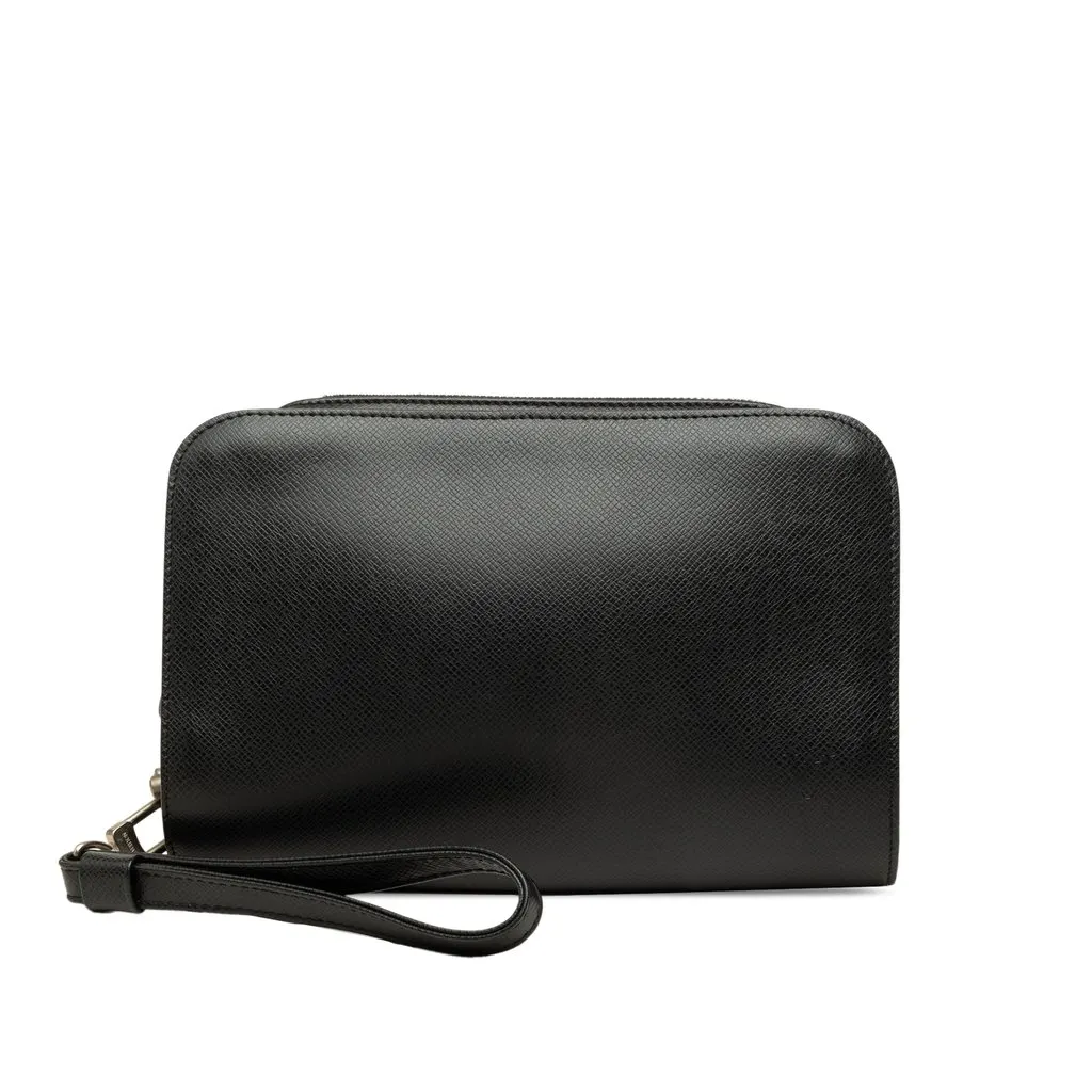 Louis Vuitton Taiga Pochette Baikal Black Leather Good - Front View
