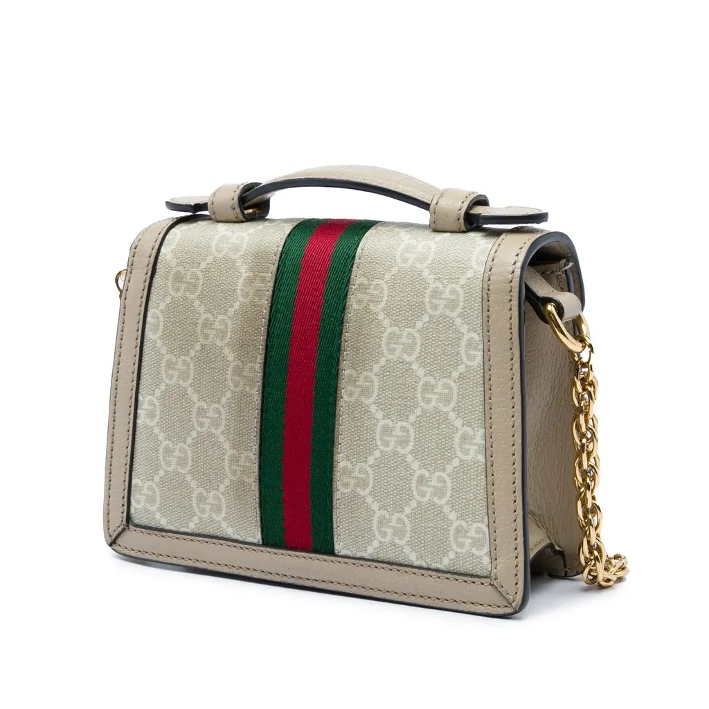 Gucci Small GG Supreme Web Ophidia Top Handle Bag Beige Canvas Very good - Back View