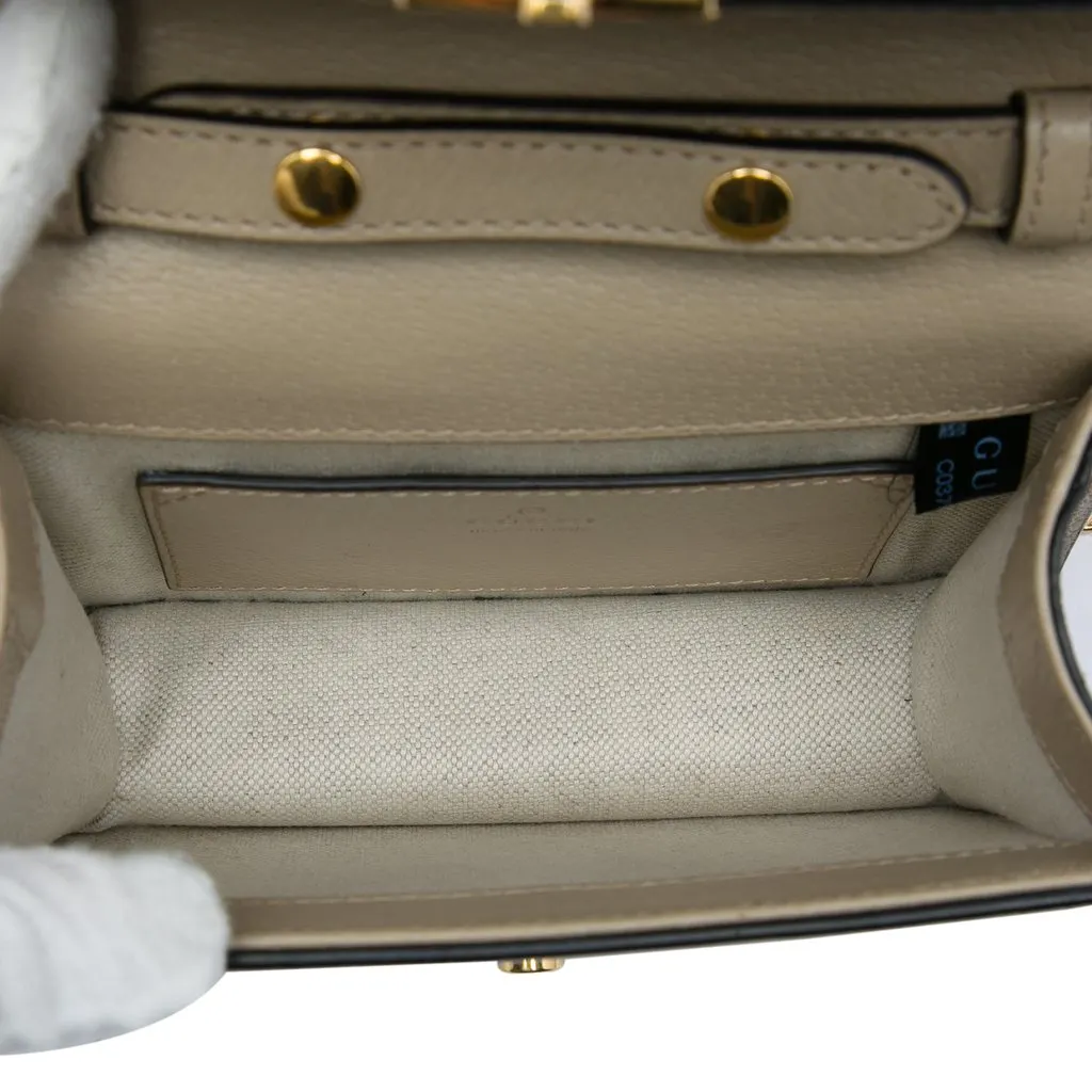Gucci Small GG Supreme Web Ophidia Top Handle Bag Beige Canvas Very good - Model View