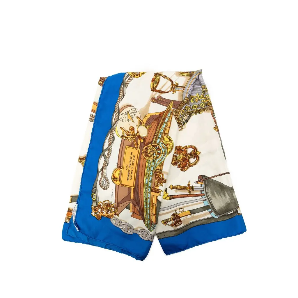 Hermès Musee Silk Scarf 90 White Very good - Front View