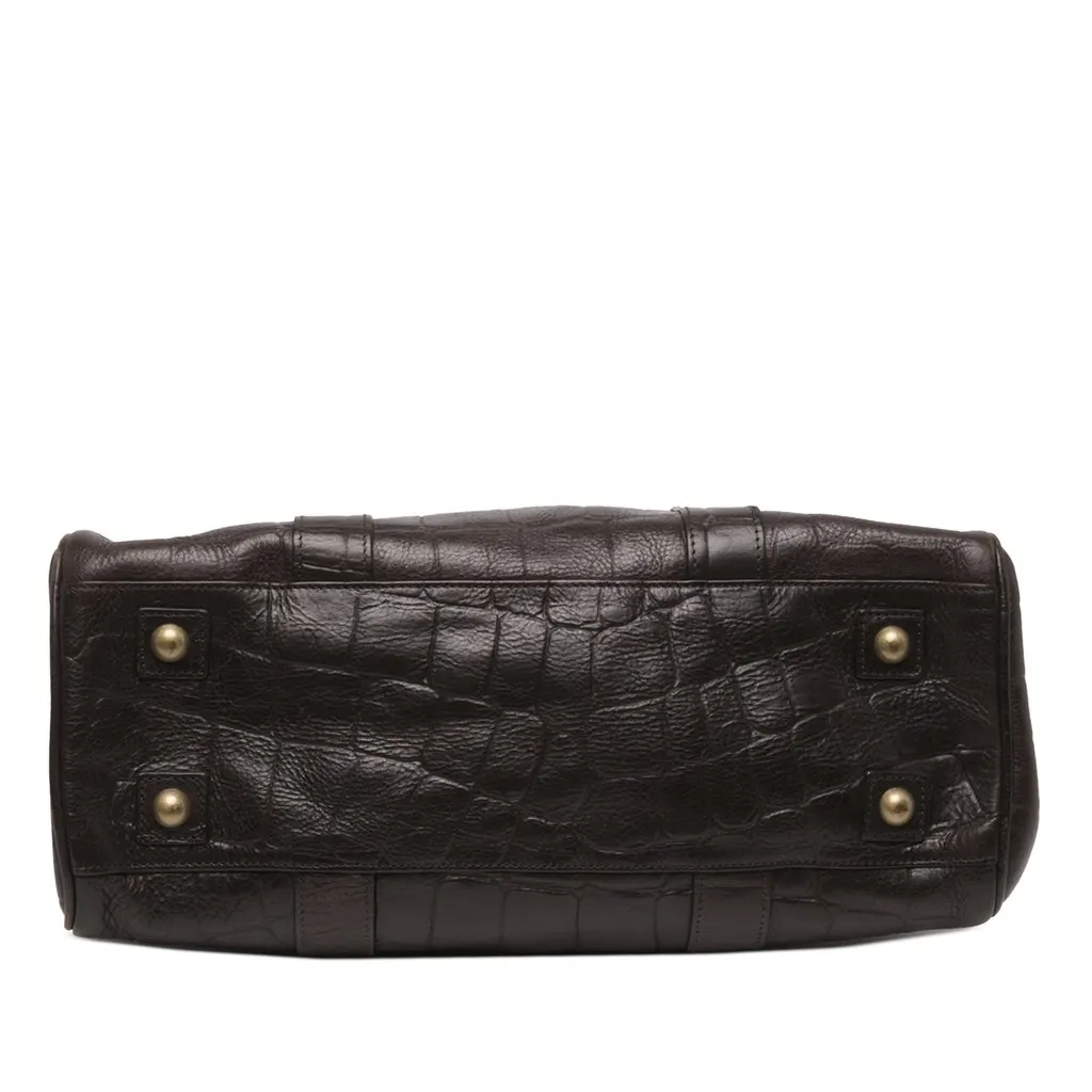 Mulberry Croc Embossed Calfskin Bayswater Heritage Tote Brown Leather Good - Inside View