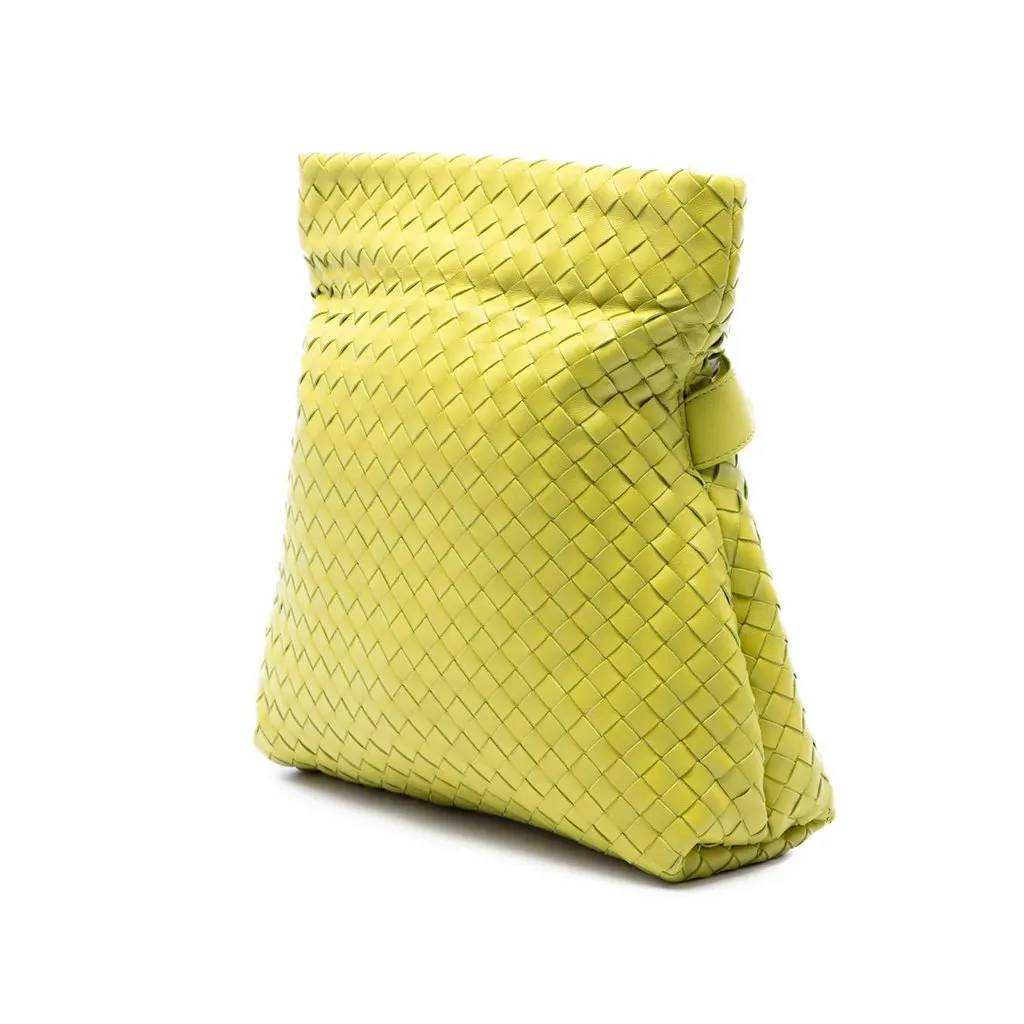 Bottega Veneta Nappa Intrecciato Fold Crossbody Yellow Leather Very good - Back View