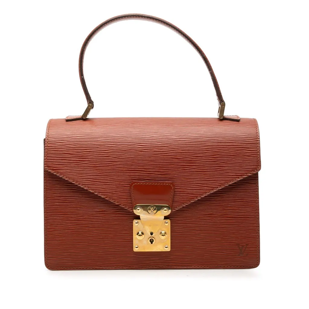 Louis Vuitton Epi Concorde Handbag Brown Leather Good - Front View