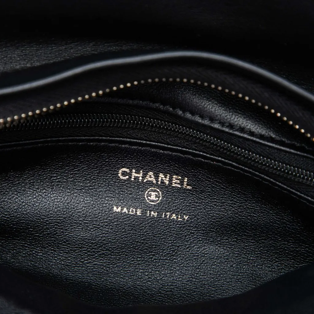 Chanel CC Quilted Velvet Crystal Wristlet Clutch Black Velvet Very good - Box View