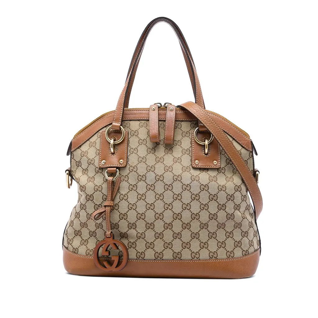 Gucci Medium GG Canvas Charm Dome Satchel Beige Very good - Front View