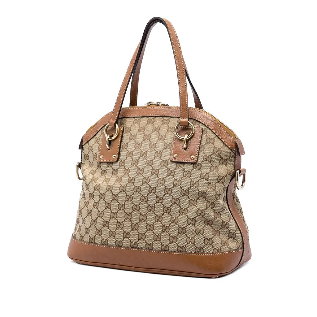 Gucci Medium GG Canvas Charm Dome Satchel Beige Very good - Back View