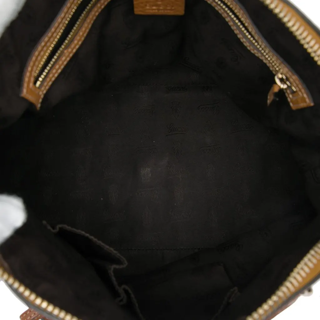 Gucci Medium GG Canvas Charm Dome Satchel Beige Very good - Model View