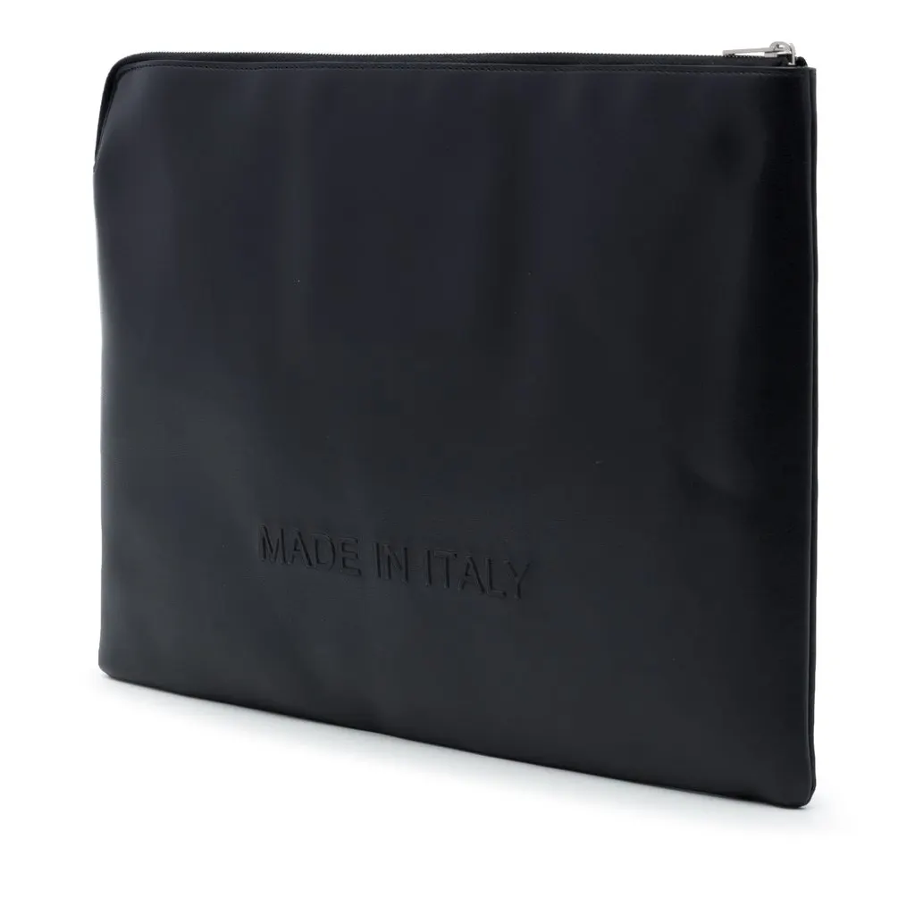 Celine Embossed Leather Logo Clutch Black Leather Very good - Back View