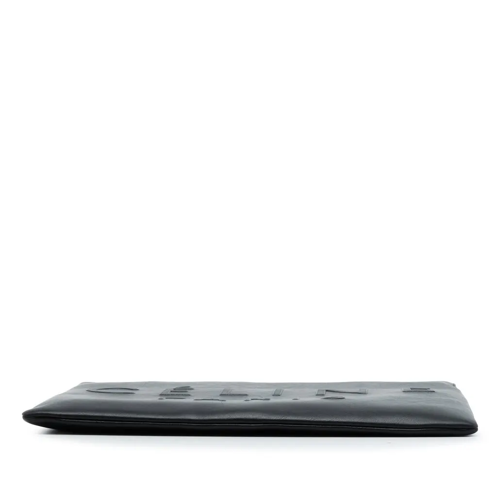 Celine Embossed Leather Logo Clutch Black Leather Very good - Inside View