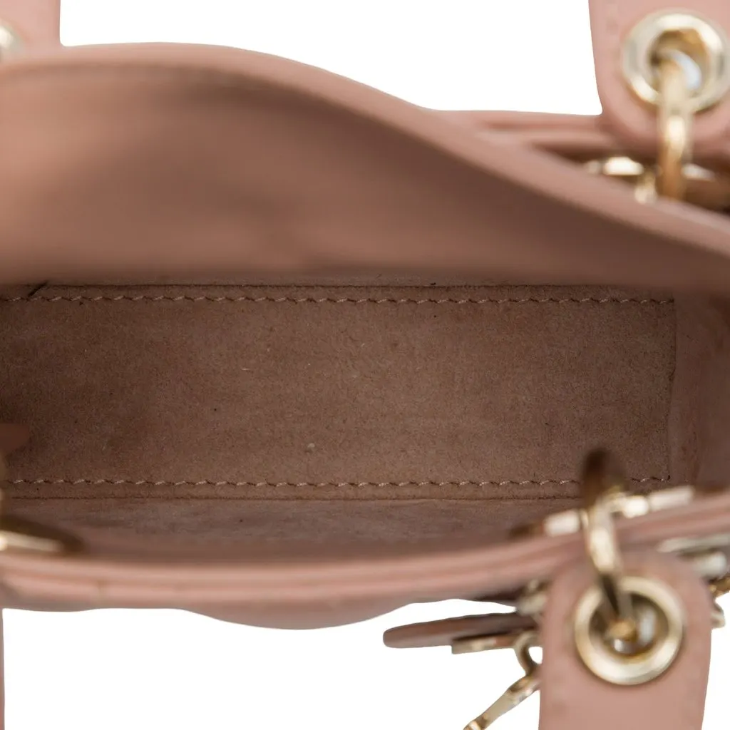 Dior Micro Lambskin Cannage Lady Dior Brown Leather Very good - Model View