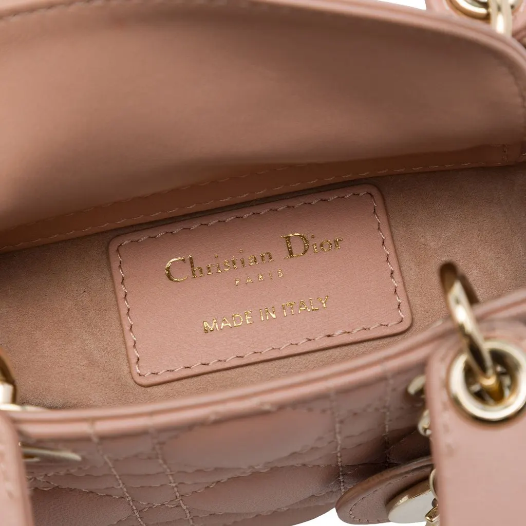 Dior Micro Lambskin Cannage Lady Dior Brown Leather Very good - Box View