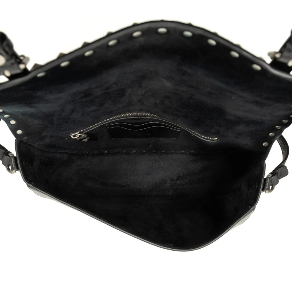 Valentino Leather Rockstud Messenger Bag Black Leather Very good - Model View