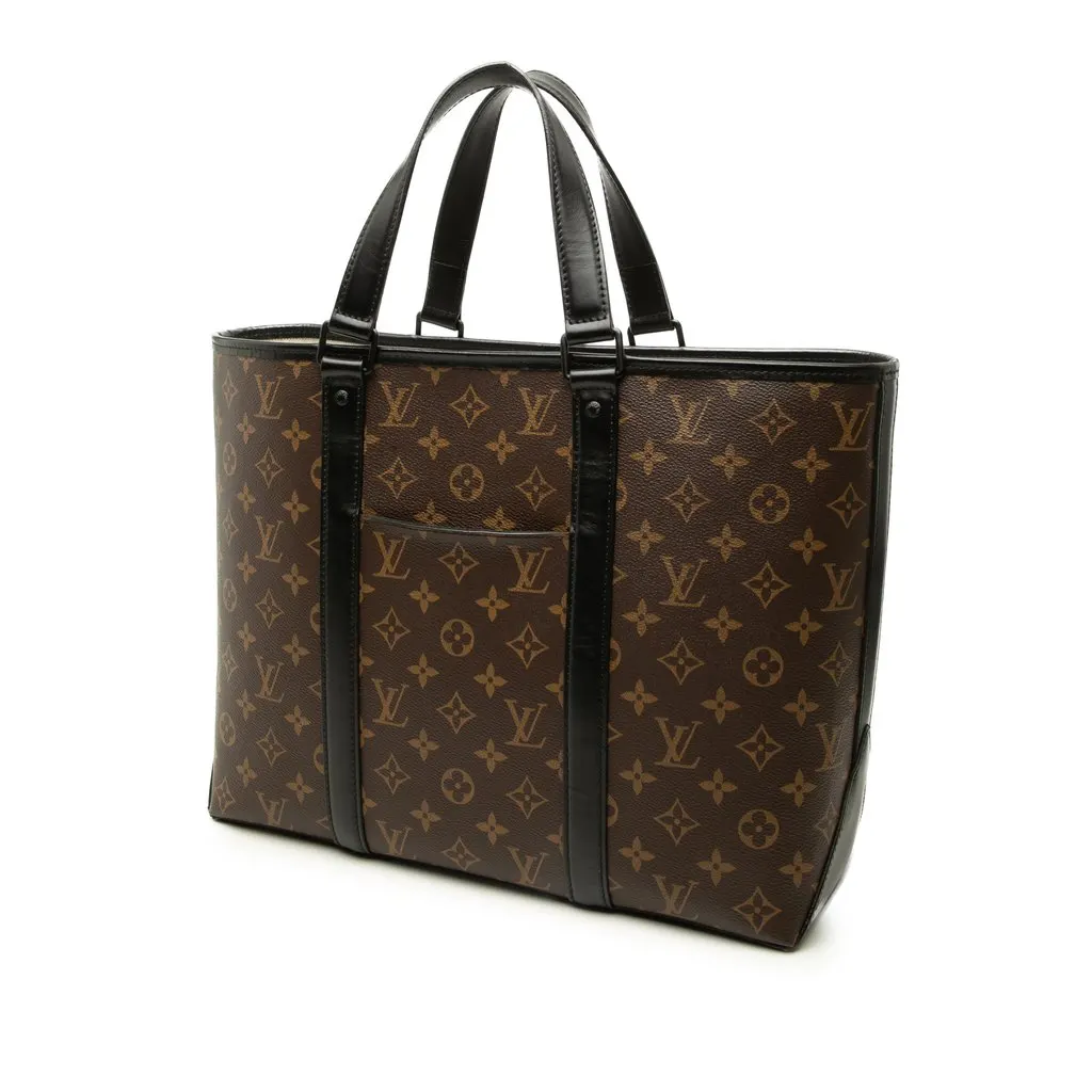 Louis Vuitton Monogram Macassar Weekend Tote PM Brown Canvas Good - Back View
