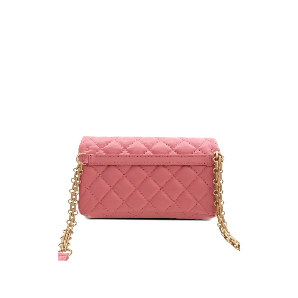 Chanel Quilted Aged Calfskin Reissue 2.55 Flap Belt Bag Pink Leather Very good - Back View