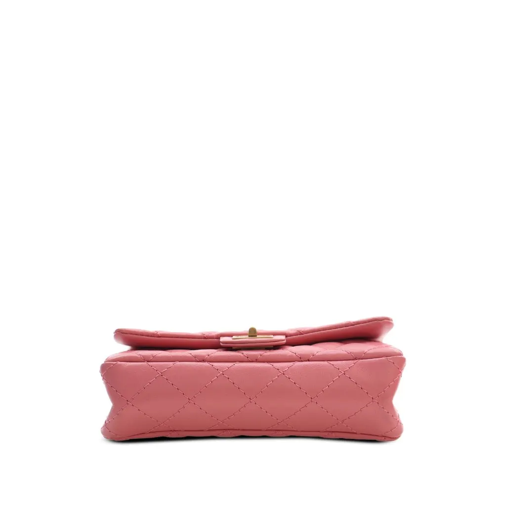 Chanel Quilted Aged Calfskin Reissue 2.55 Flap Belt Bag Pink Leather Very good - Inside View