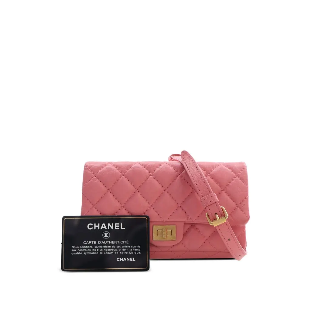 Chanel Quilted Aged Calfskin Reissue 2.55 Flap Belt Bag Pink Leather Very good - Box View