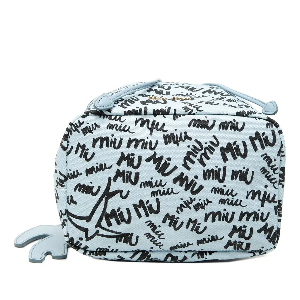 Miu Miu Printed Canvas Drawstring Pouch Blue Very good - Inside View