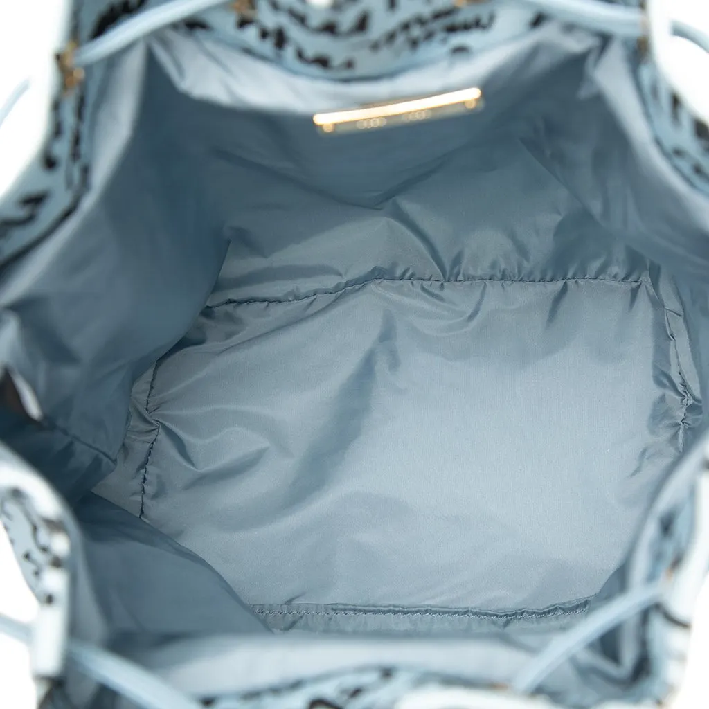 Miu Miu Printed Canvas Drawstring Pouch Blue Very good - Model View