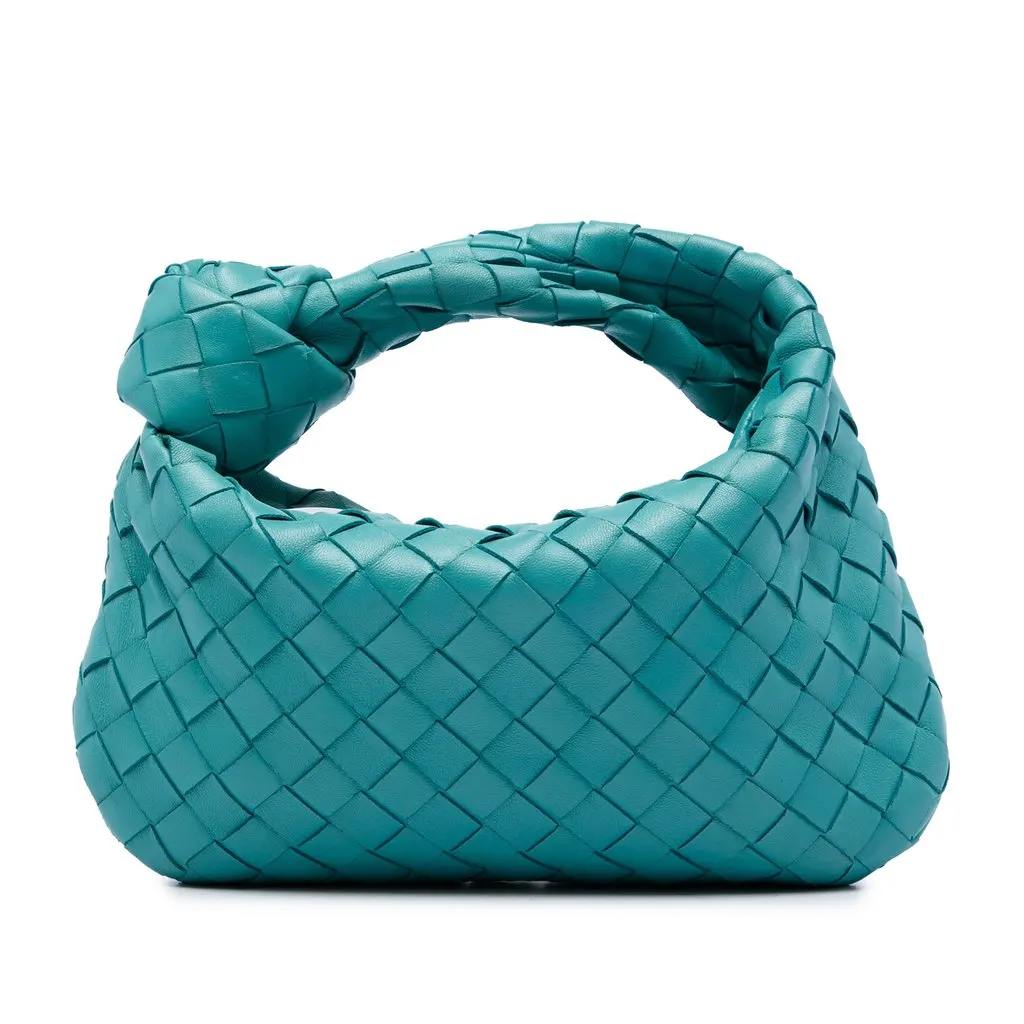 Bottega Veneta Mini Nappa Intrecciato Jodie Blue Leather Good - Front View