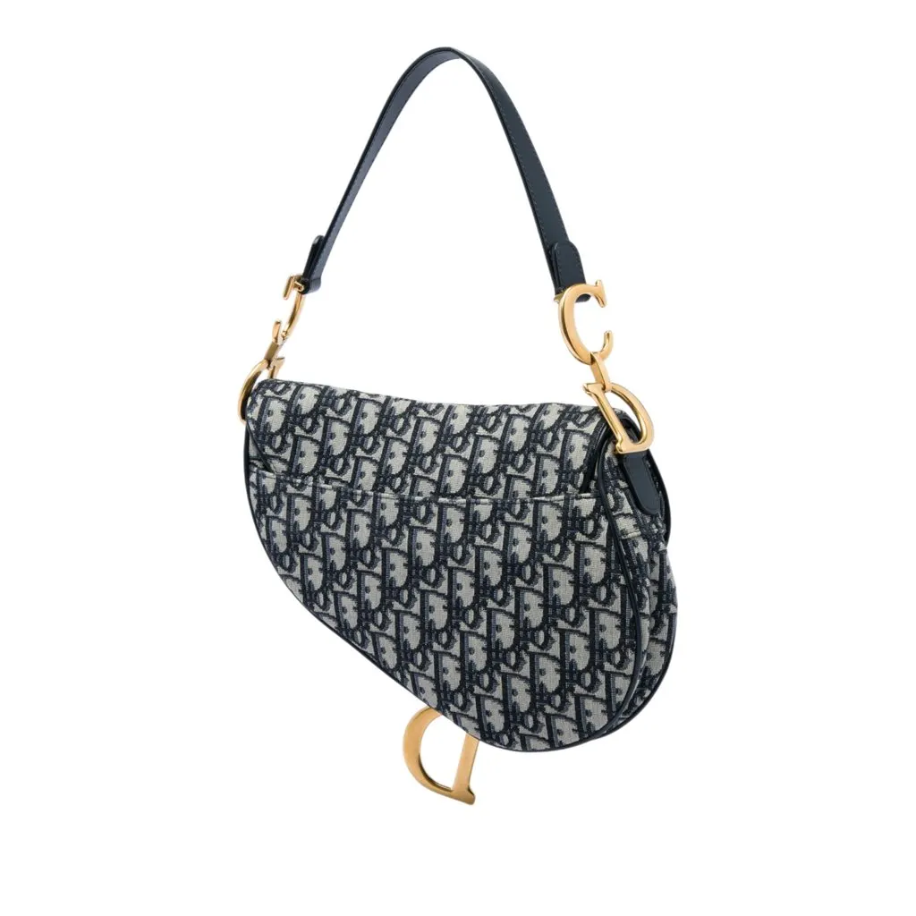 Dior Oblique Canvas Saddle Bag Blue Very good - Back View