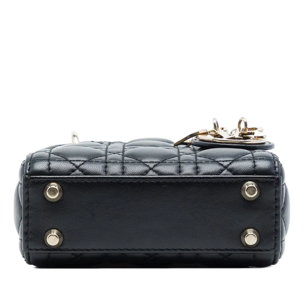 Dior Micro Lambskin Cannage Lady Dior Black Leather Very good - Inside View