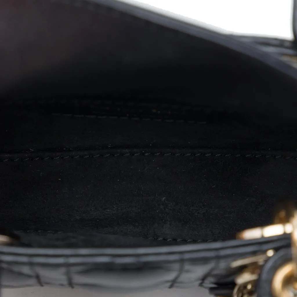 Dior Micro Lambskin Cannage Lady Dior Black Leather Very good - Model View