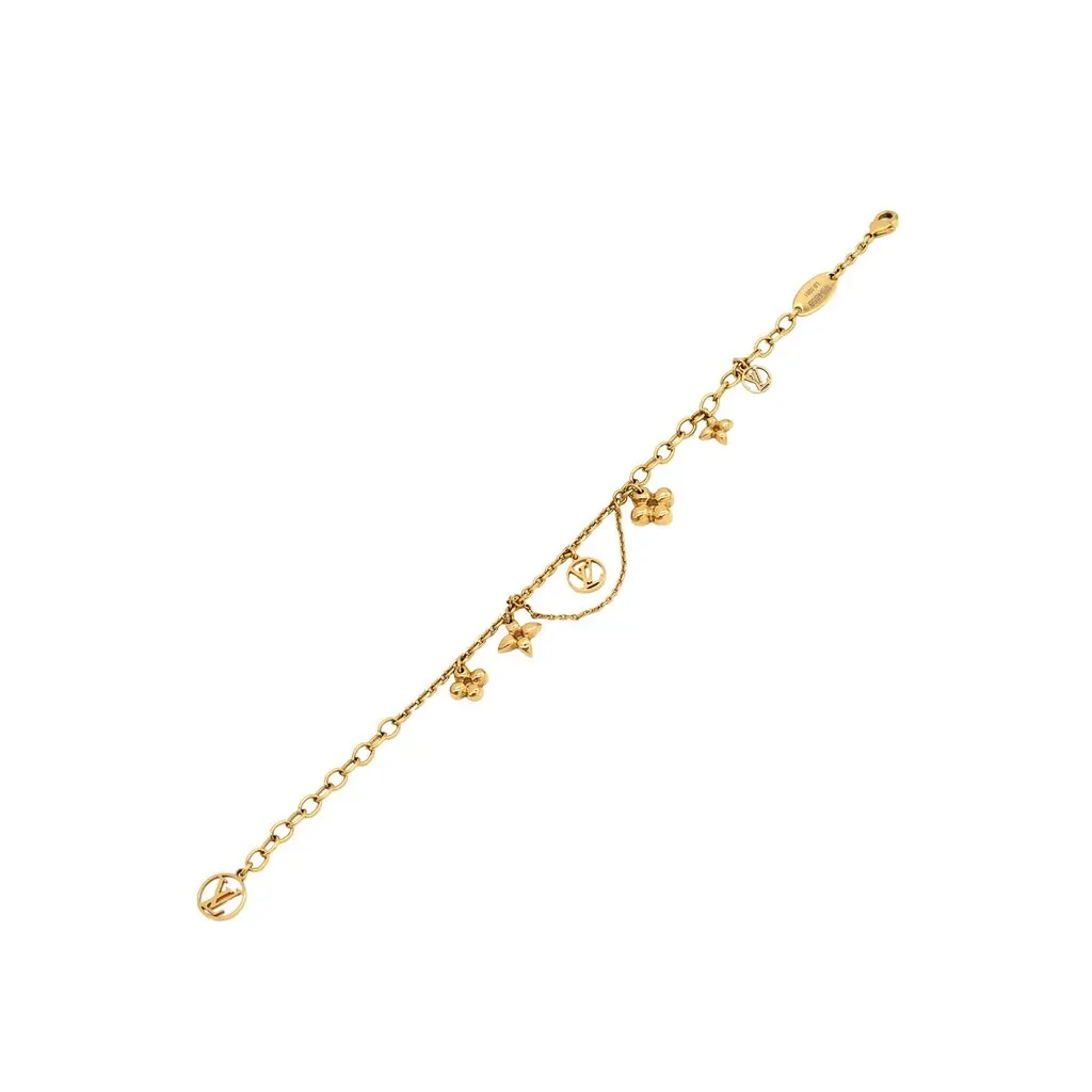 Louis Vuitton Gold Plated Monogram Blooming Supple Bracelet Gold Metal Very good - Model View