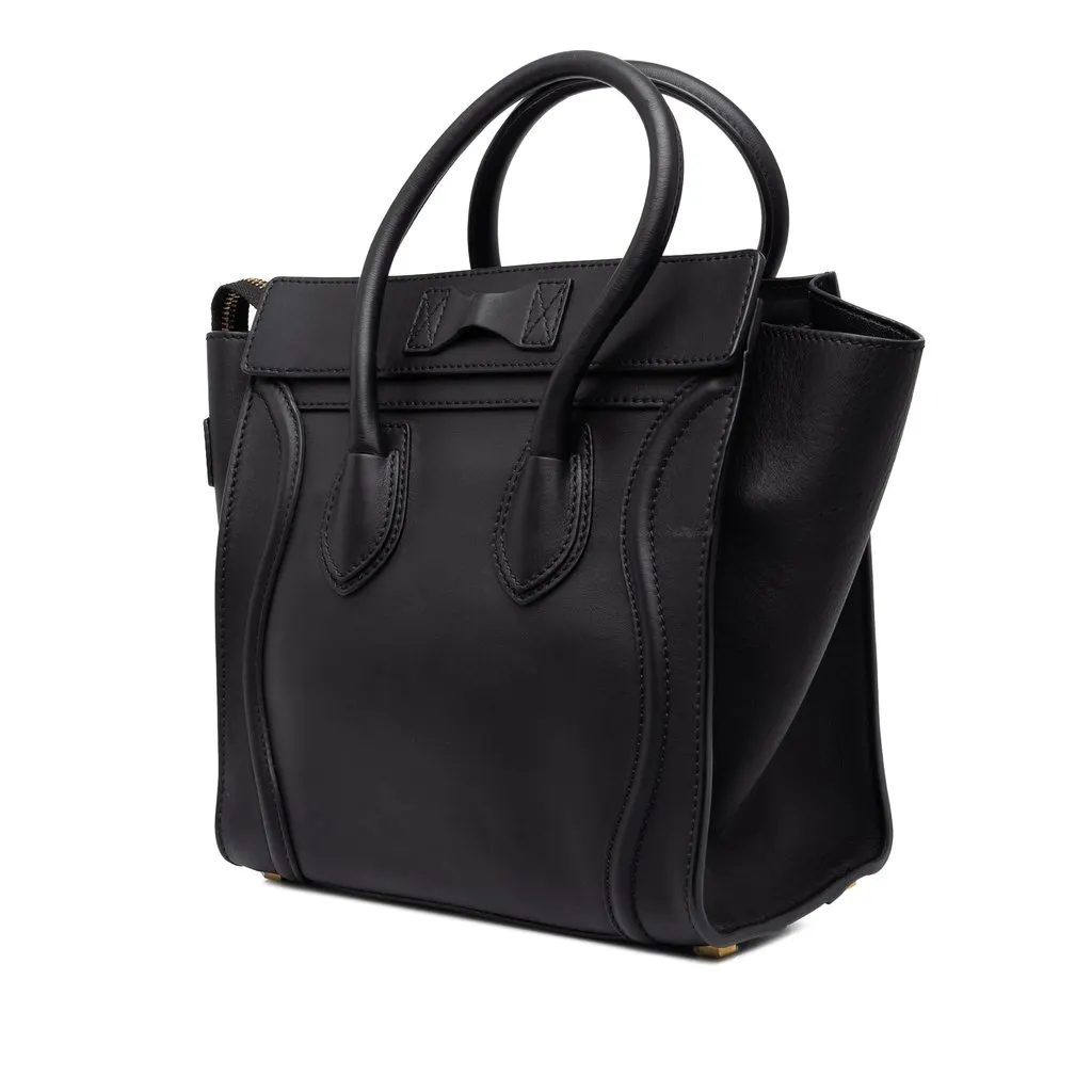 Celine Micro Smooth Calfskin Luggage Tote Black Leather Very good - Back View