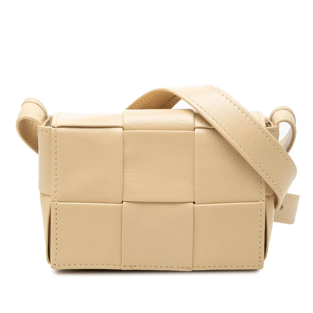 Bottega Veneta Candy Nappa Intrecciato Cassette Crossbody Brown Leather Very good - Front View