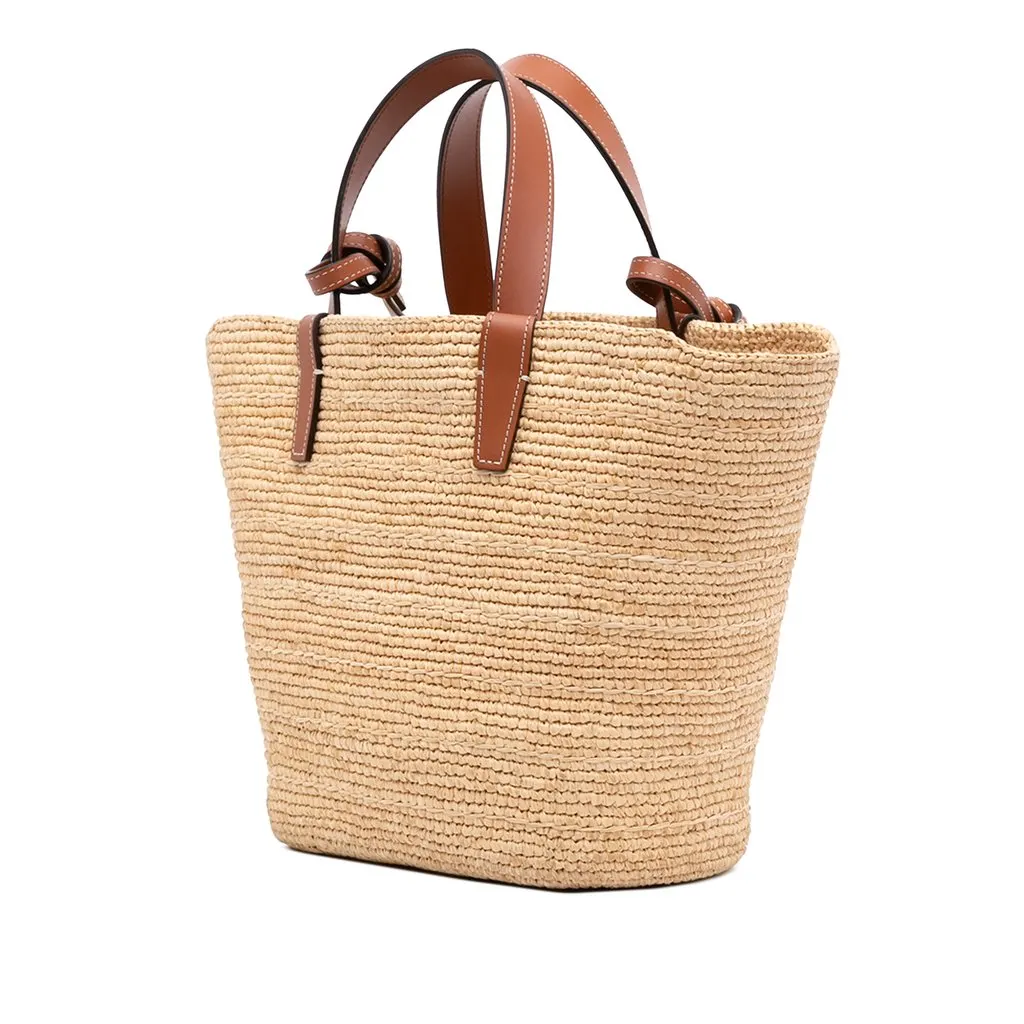 Celine Teen Supple Raffia Cuir Triomphe Classic Panier Tote Beige Rattan Never worn - Back View