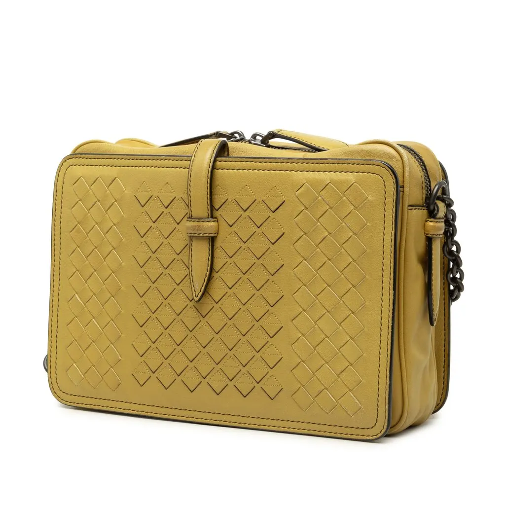 Bottega Veneta Nappa Intrecciato Belt Flap Camera Bag Yellow Leather Good - Back View