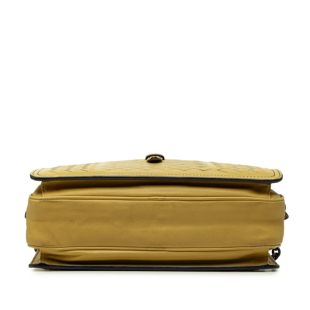 Bottega Veneta Nappa Intrecciato Belt Flap Camera Bag Yellow Leather Good - Inside View