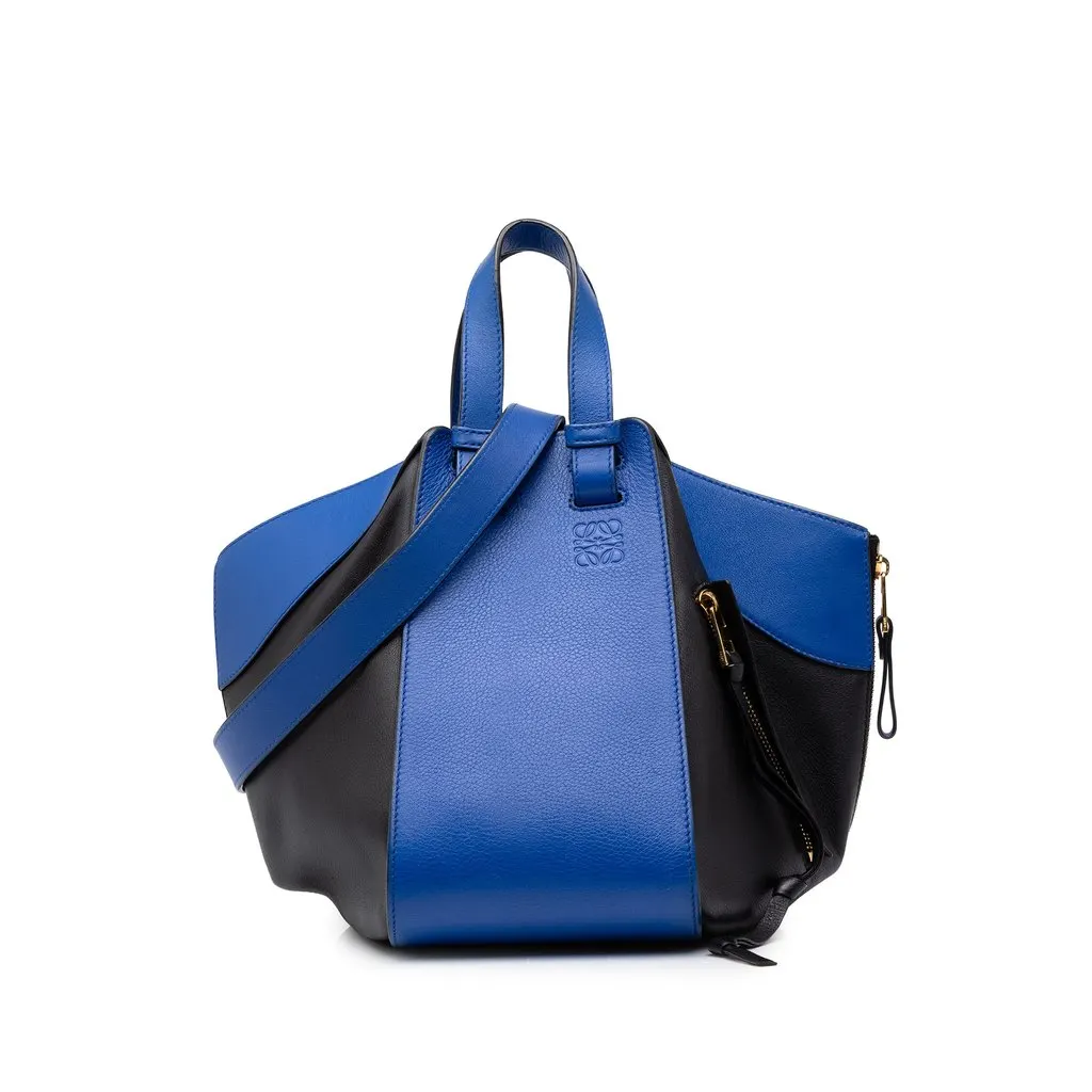 Loewe Medium Bicolor Grained Calfskin Hammock Satchel Blue Leather Good - Front View
