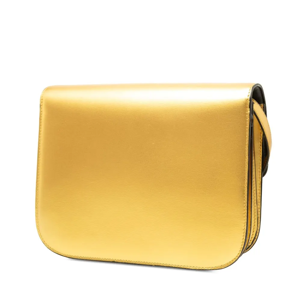 Celine Medium Metallic Calfskin Classic Box Crossbody Gold Leather Good - Back View