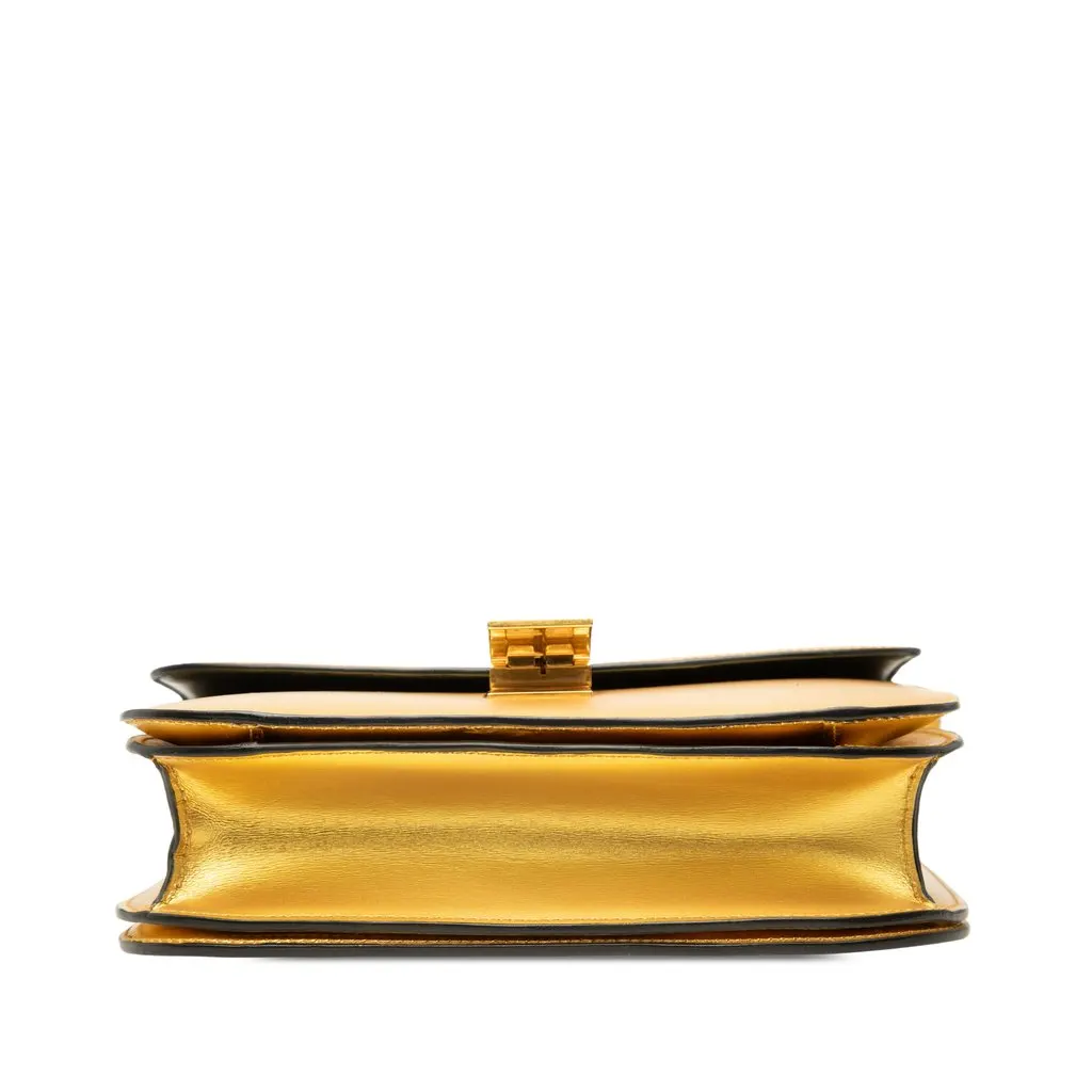 Celine Medium Metallic Calfskin Classic Box Crossbody Gold Leather Good - Inside View