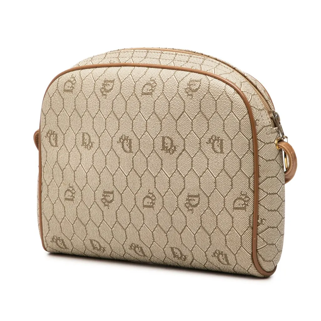 Dior Honeycomb Coated Canvas Crossbody Beige Canvas Very good - Back View
