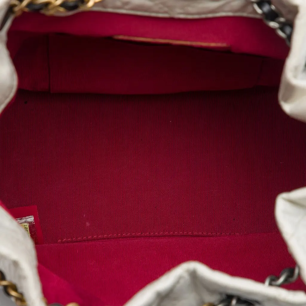Chanel Small Bicolor Quilted Aged Calfskin Gabrielle Backpack White Leather Very good - Model View