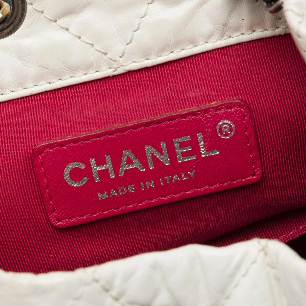 Chanel Small Bicolor Quilted Aged Calfskin Gabrielle Backpack White Leather Very good - Box View