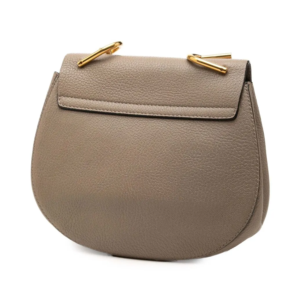 Chloé Small Grained Calfskin Drew Crossbody Brown Leather Very good - Back View