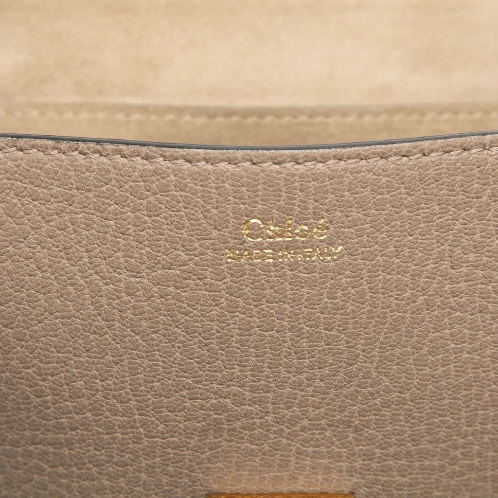 Chloé Small Grained Calfskin Drew Crossbody Brown Leather Very good - Box View