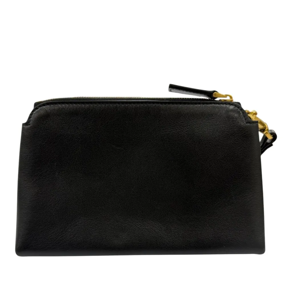 Valentino Calfskin VLogo Cosmetic Pouch Black Leather Very good - Back View