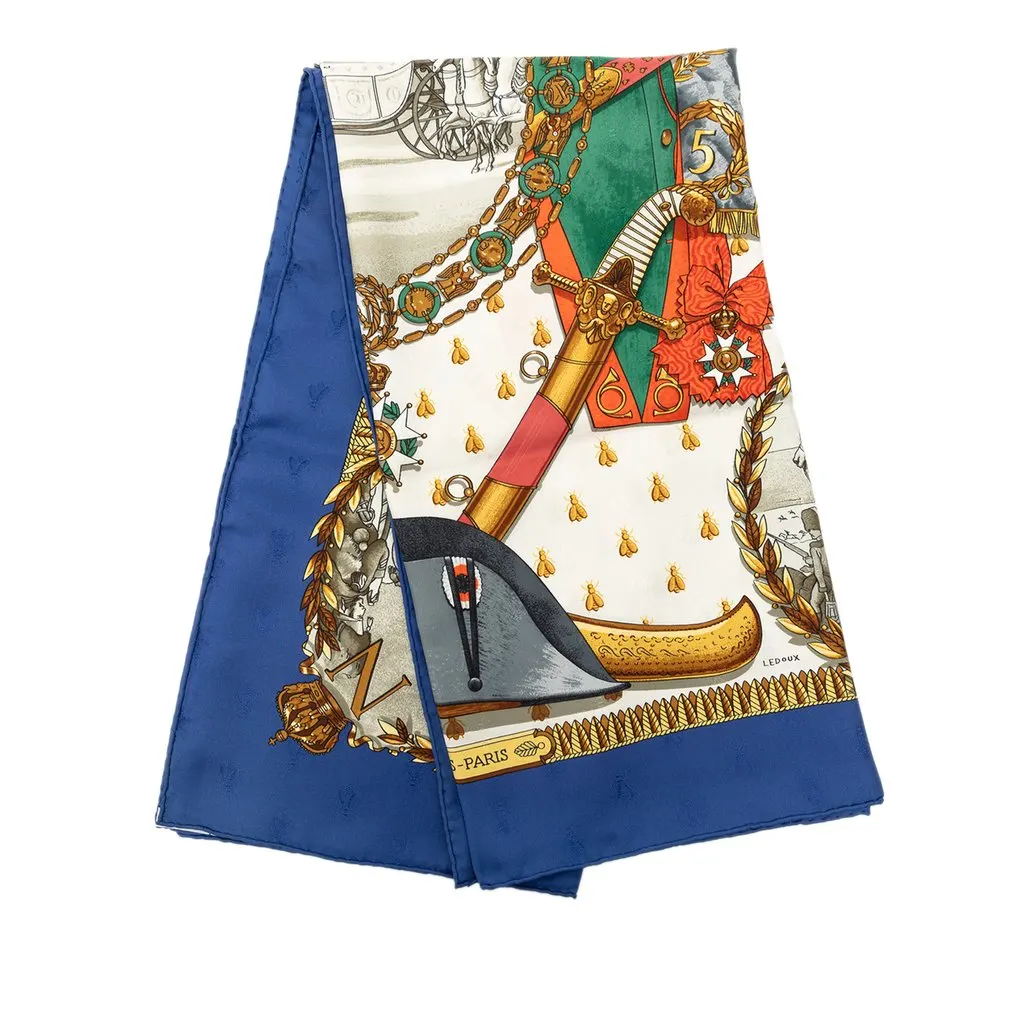 Hermès Napoleon Silk Scarf 90 Blue Very good - Front View