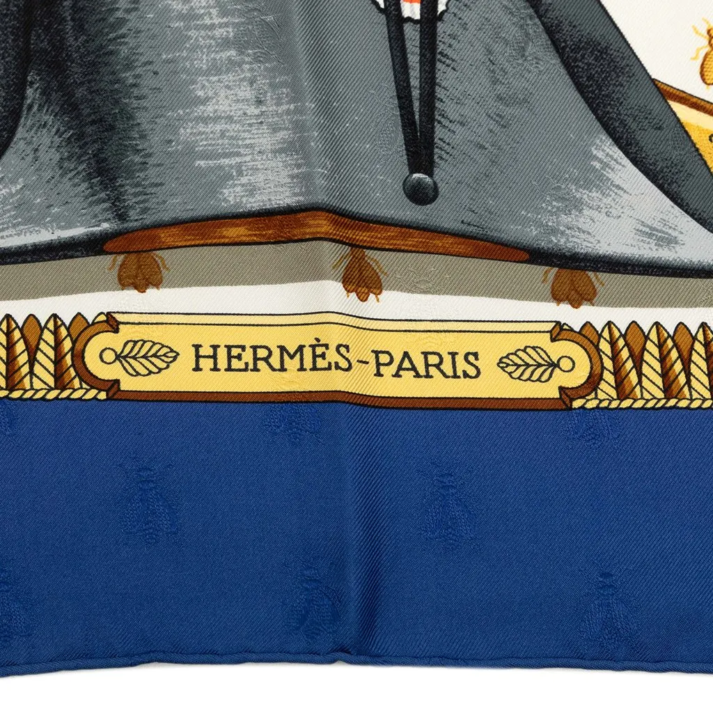 Hermès Napoleon Silk Scarf 90 Blue Very good - Back View