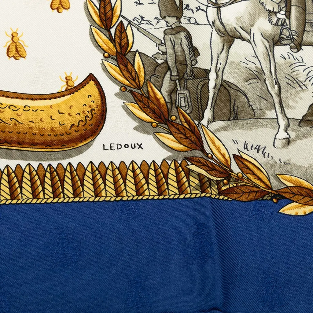 Hermès Napoleon Silk Scarf 90 Blue Very good - Model View