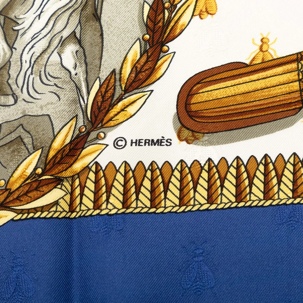 Hermès Napoleon Silk Scarf 90 Blue Very good - Box View