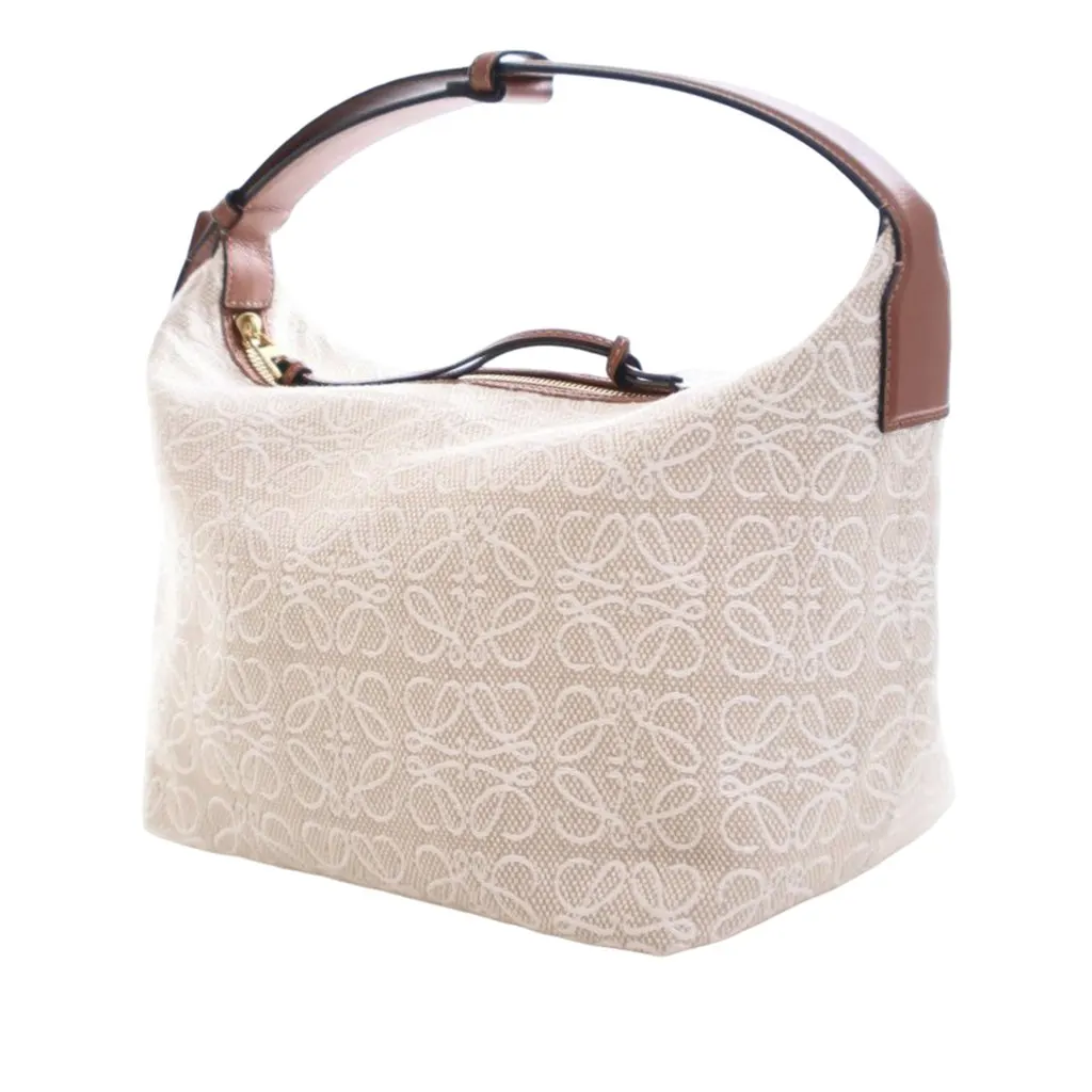 LOEWE Medium Anagram Canvas Cubi Bag Brown Very good - Back View