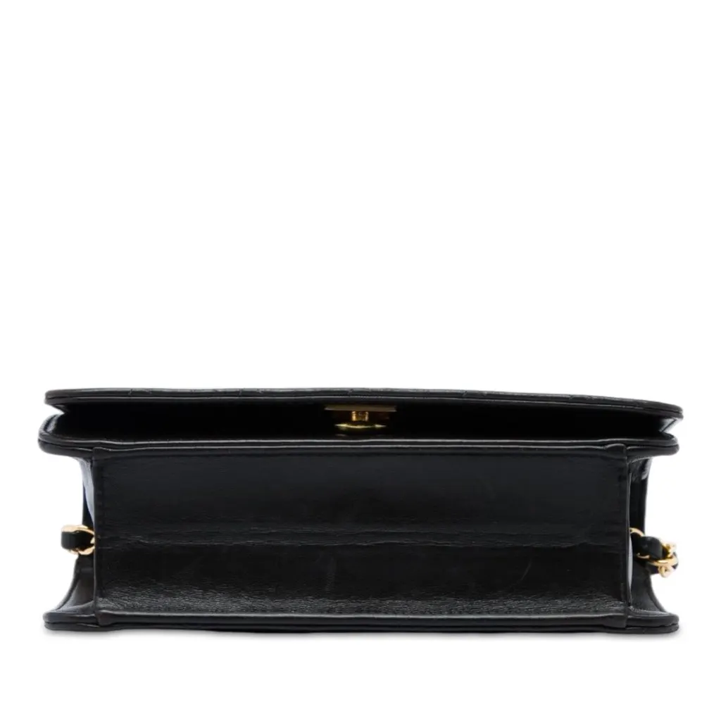 Chanel CC Quilted Lambskin Full Single Flap Black Leather Very good - Inside View