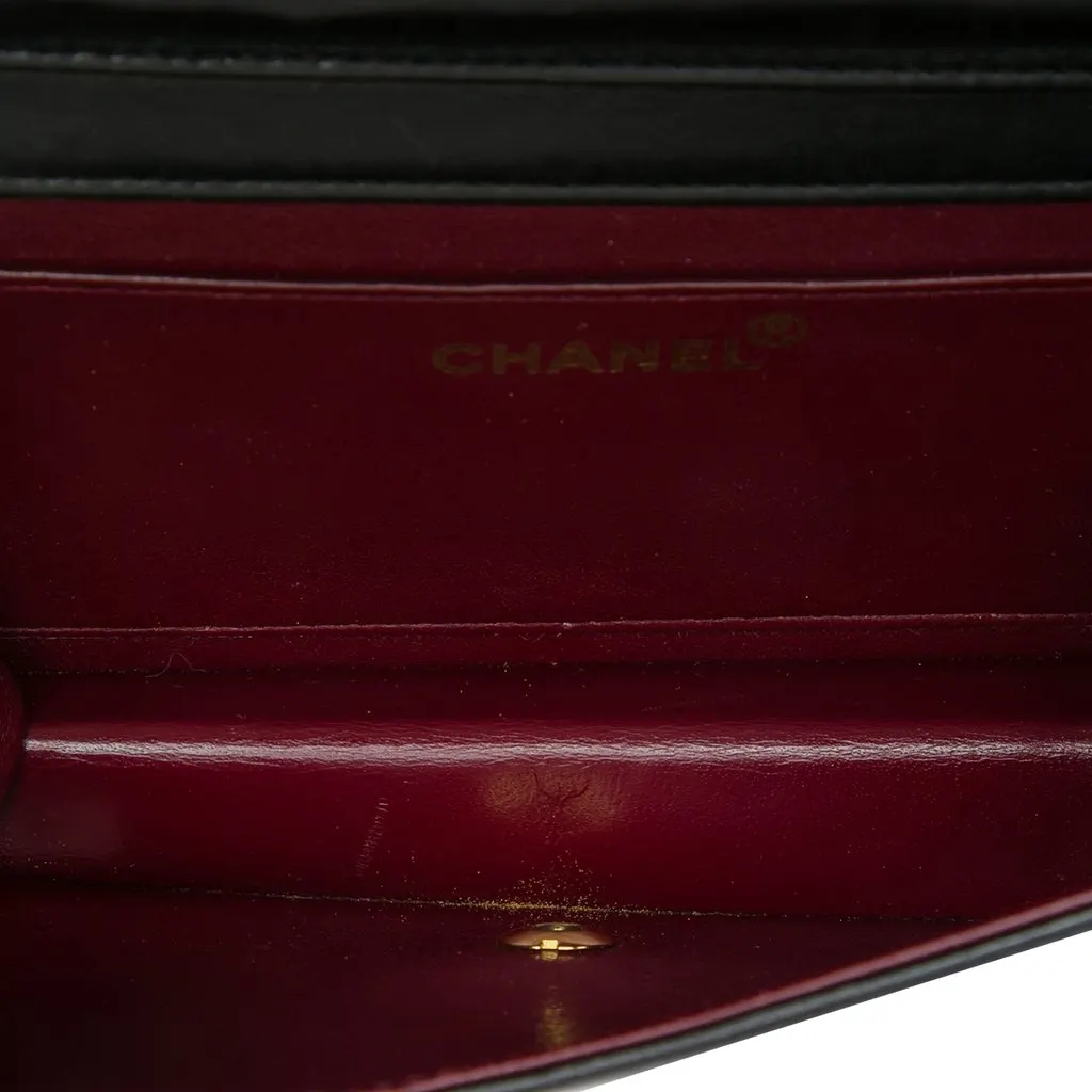 Chanel CC Quilted Lambskin Full Single Flap Black Leather Very good - Model View