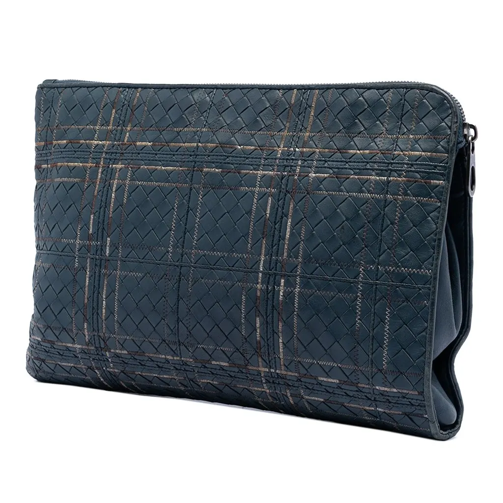 Bottega Veneta Nappa Intrecciato Metropolis Document Case Blue Leather Very good - Back View