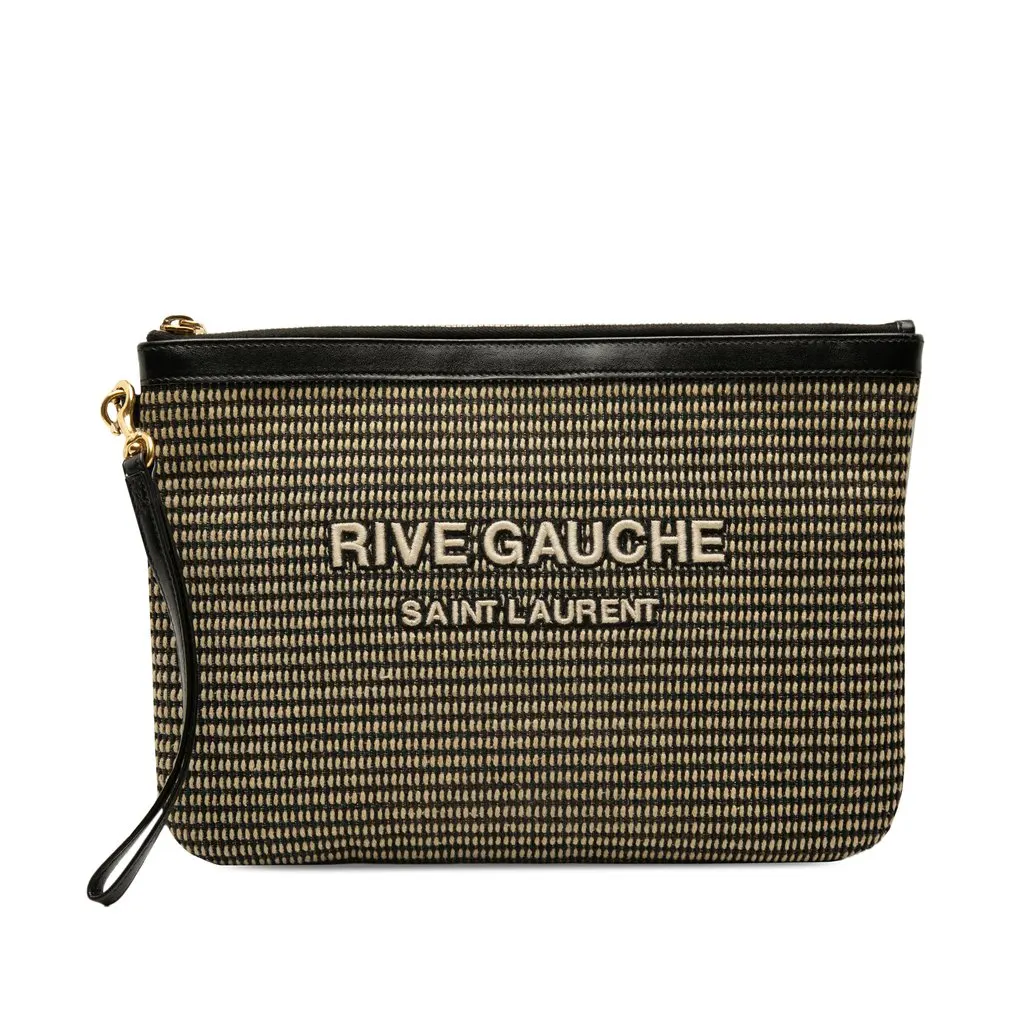 Saint Laurent Raffia Rive Gauche Clutch Beige Very good - Front View